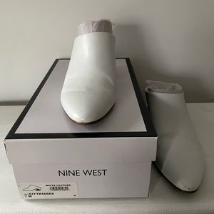 Nine West Slip-On Leather Mule. Size 7. White.